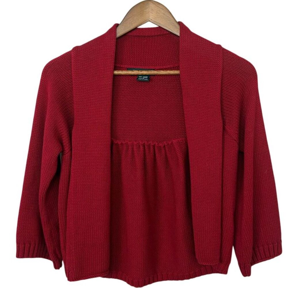 Karen Kane Womens Knit Cardigan Sweater Size XXS Deep Red Holiday Festive Casual